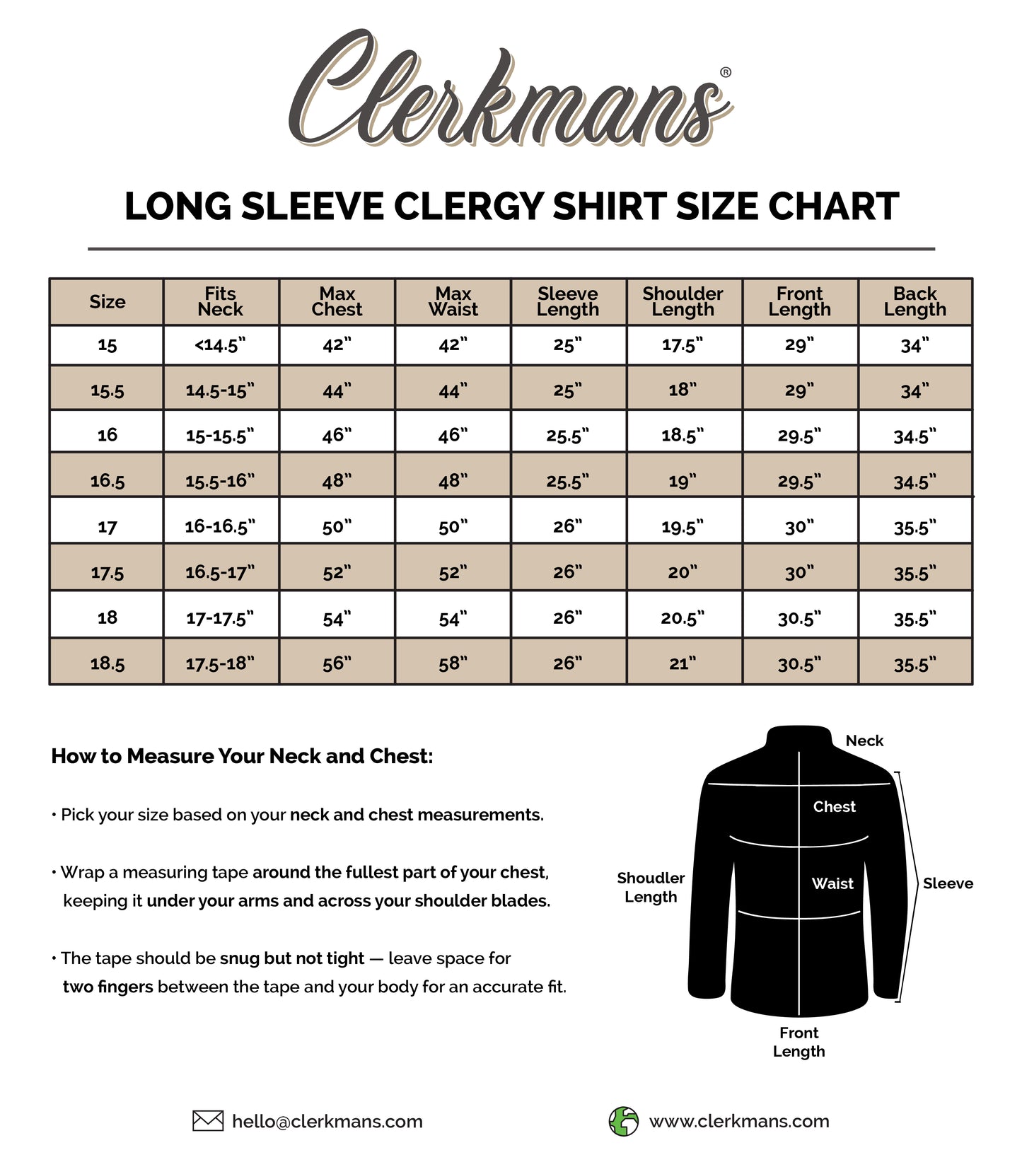 Black Long Sleeve Clergy Shirt