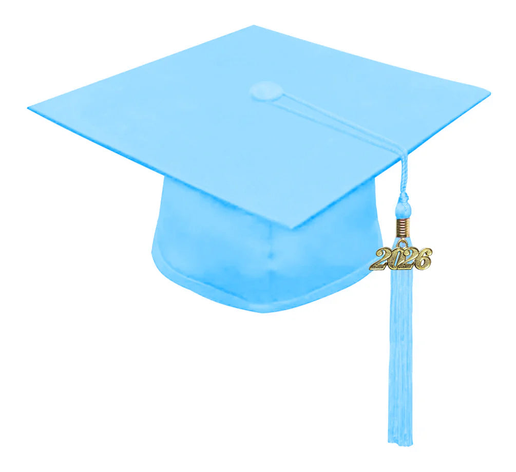 slim fit dress slacks Child Matte Light Blue Cap & Tassel