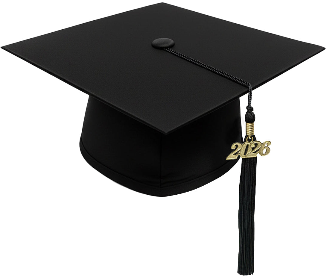 Matte Black Bachelors Degree Cap & Tassel - Graduation Caps Matte Black Bachelors Degree Cap & Tassel - Graduation Caps