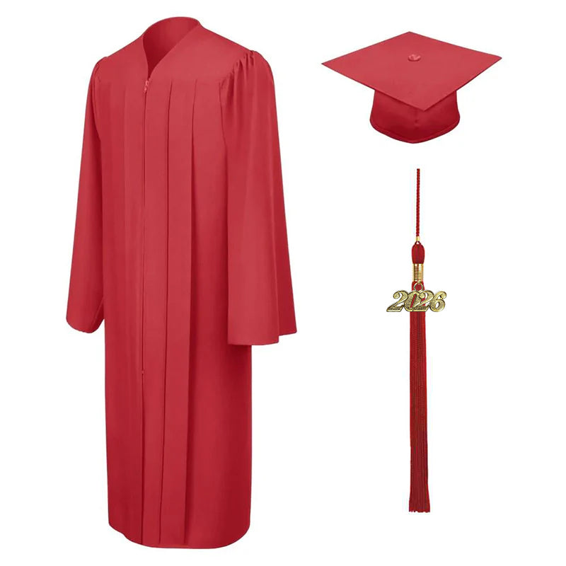 red college graduation dress Matte Red High School Graduation Gown 45XL (5'0
