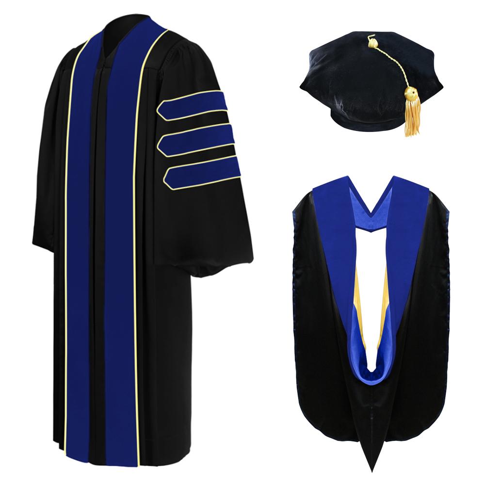 Deluxe PhD Doctoral Graduation Tam, Gown & Hood Package - PhD Blue Clerkmans Deluxe PhD Doctoral Graduation Tam, Gown & Hood Package - PhD Blue Clerkmans