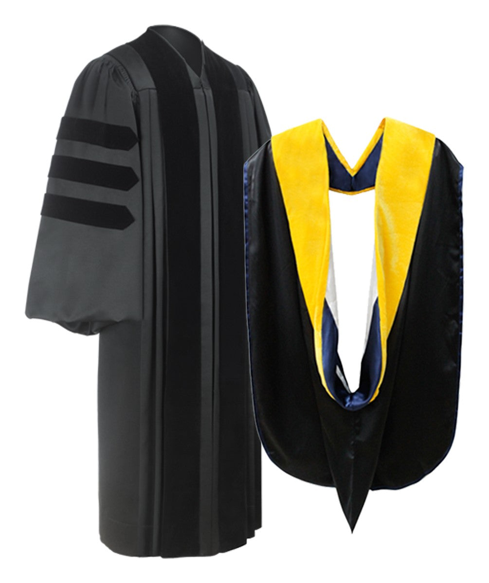 Deluxe Doctoral Graduation Gown & Hood Package Deluxe Doctoral Graduation Gown & Hood Package