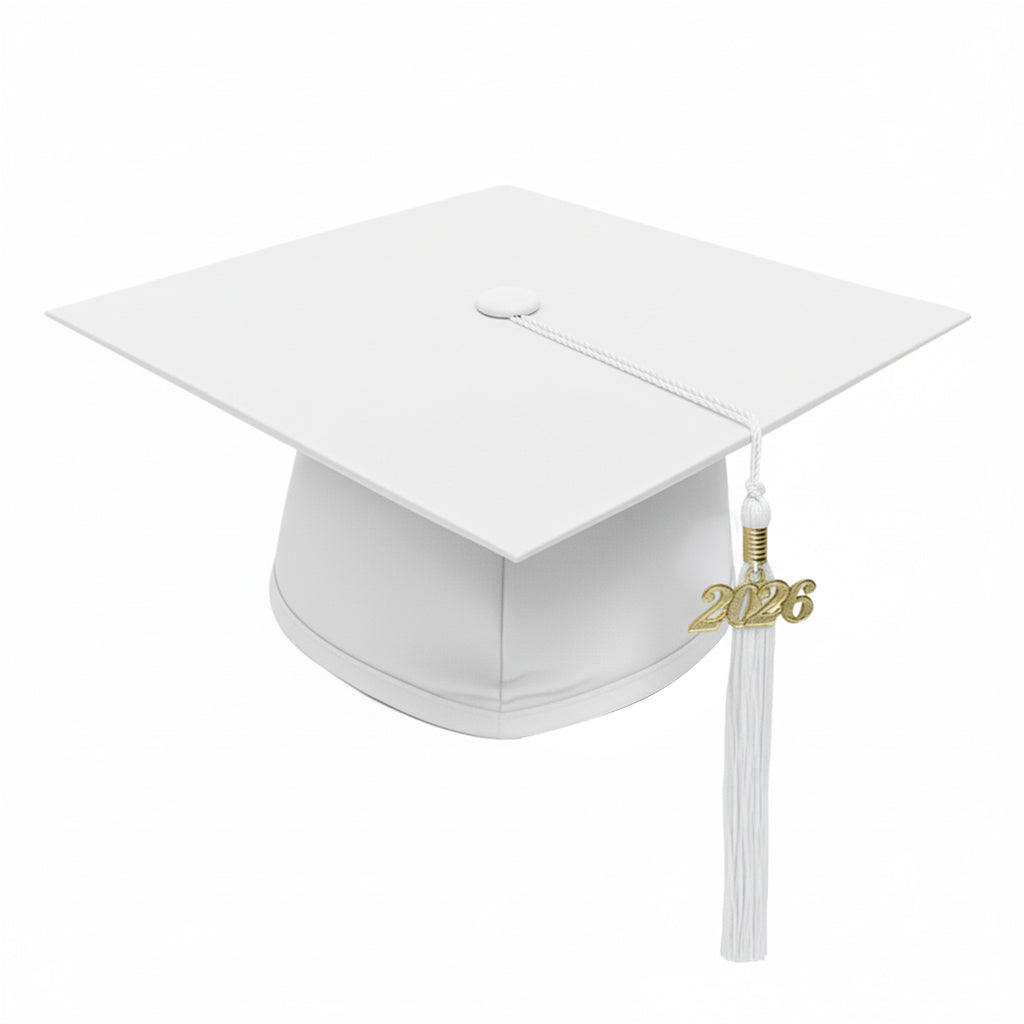 Matte White High School Graduation Cap and Gown
