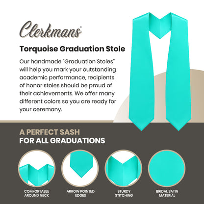 Turquoise Graduation Stole - Turquoise College & High School Stoles