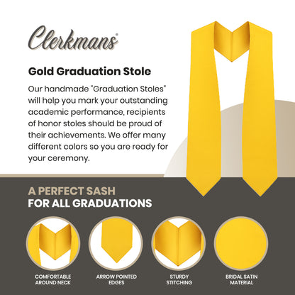 Gold Graduation Stole - Gold College & High School Stoles