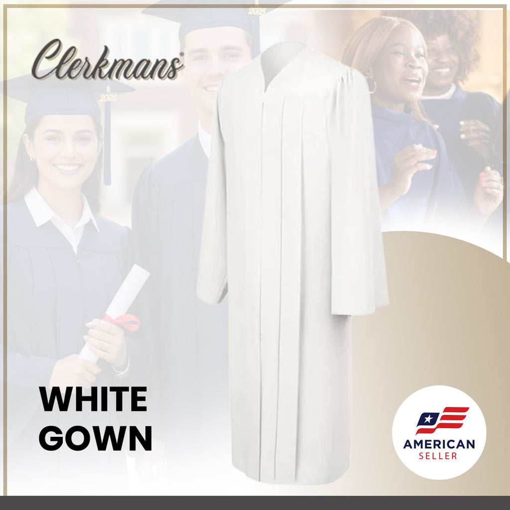 Matte White High School Graduation Gown