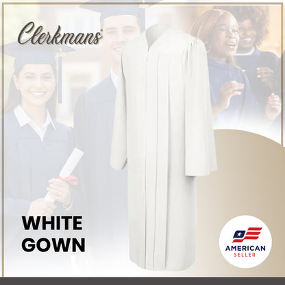 Matte White High School Graduation Gown