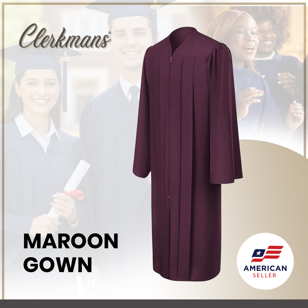 Matte Maroon High School Graduation Gown