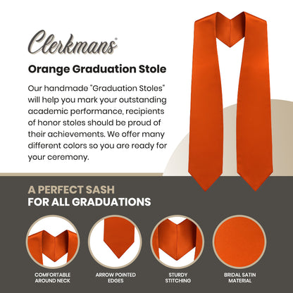 Orange Graduation Stole - Orange College & High School Stoles