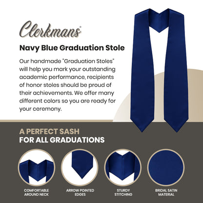 Navy Blue Graduation Stole - Navy College & High School Stoles