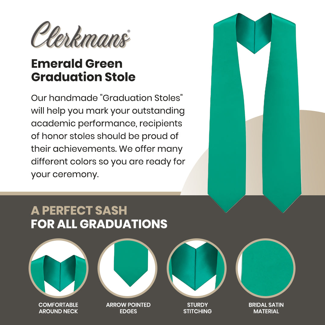 Emerald Green Graduation Stole - Emerald College & High School Stoles
