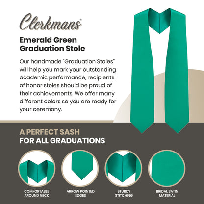 Emerald Green Graduation Stole - Emerald College & High School Stoles