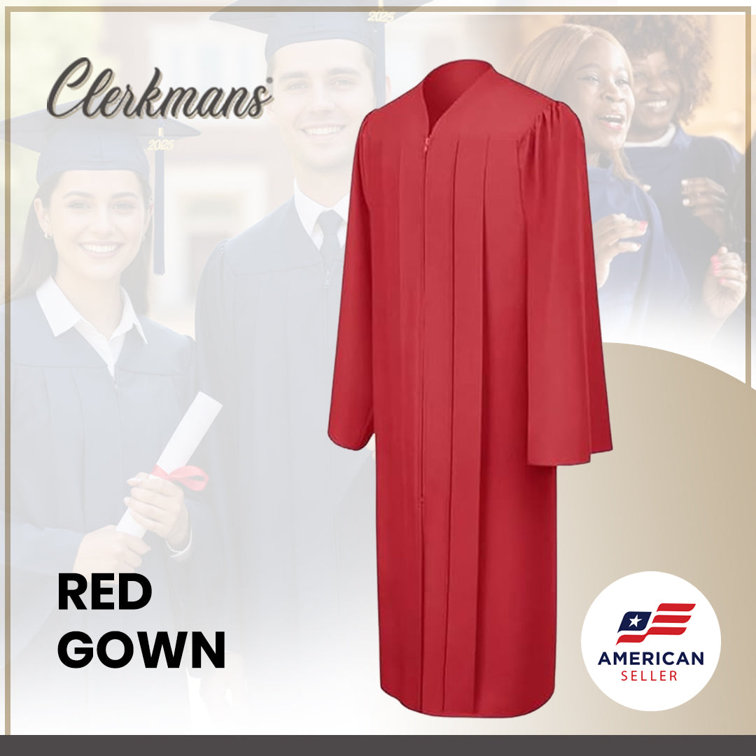 Matte Red High School Graduation Gown