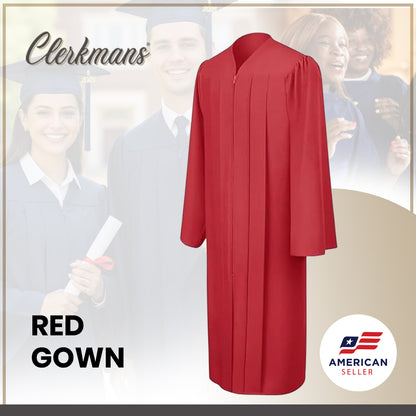 Matte Red High School Graduation Gown