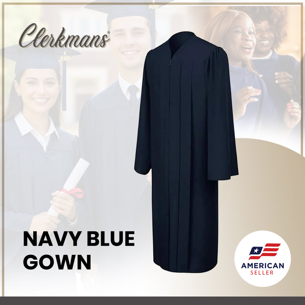 Matte Navy Blue Bachelors Graduation Gown - College & University