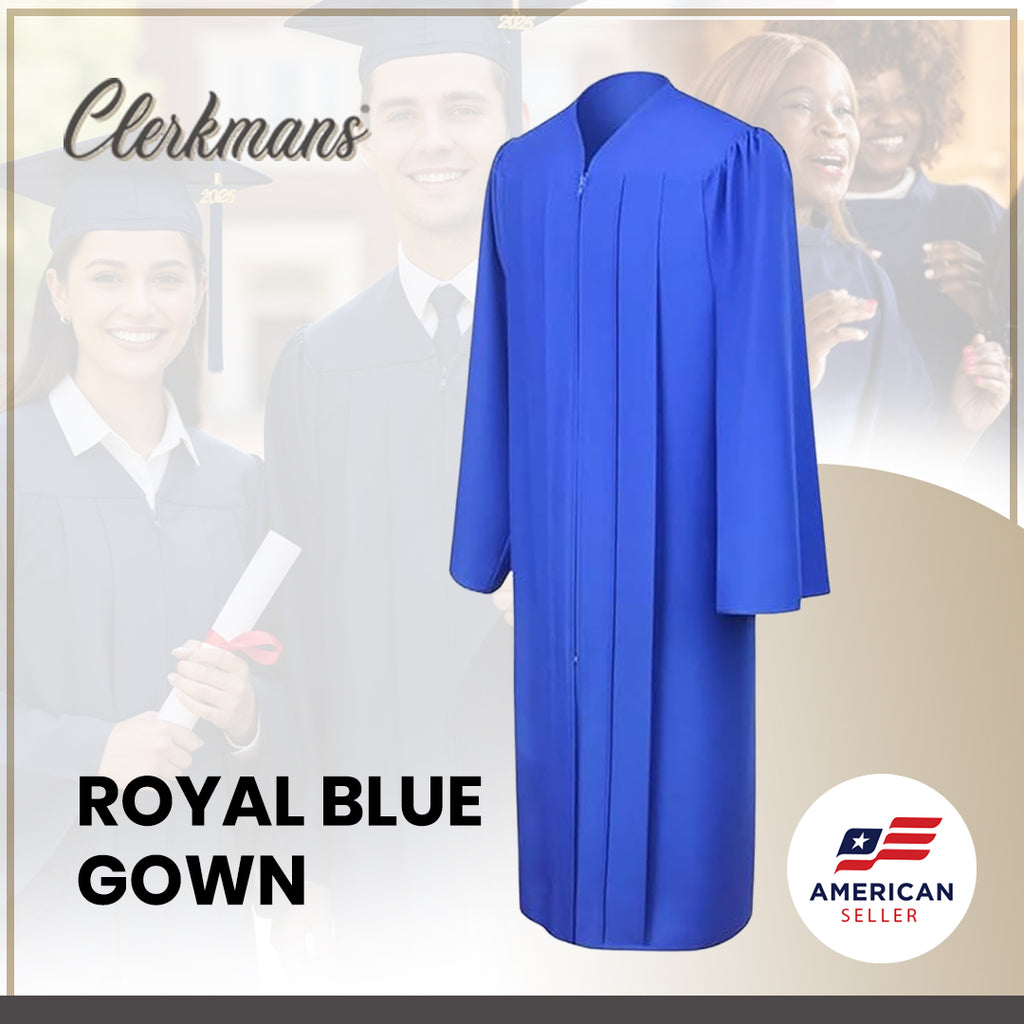 Matte Royal Blue High School Graduation Gown