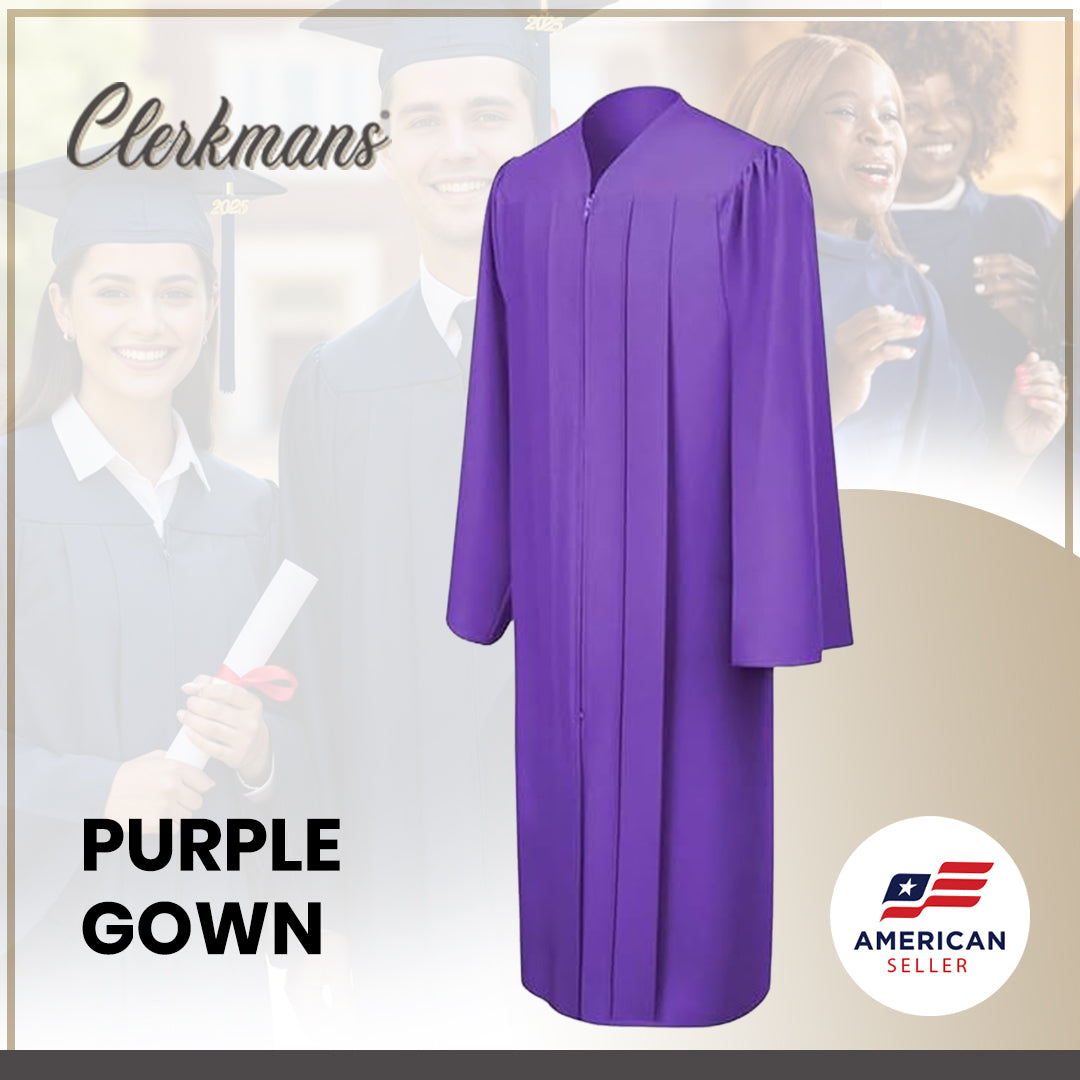 Matte Purple Bachelors Graduation Gown - College & University