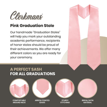 Pink Graduation Stole - Pink College & High School Stoles