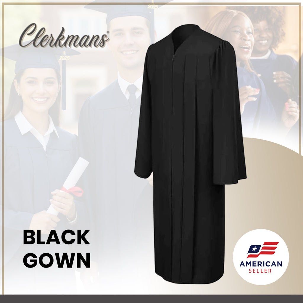 Matte Black High School Graduation Gown