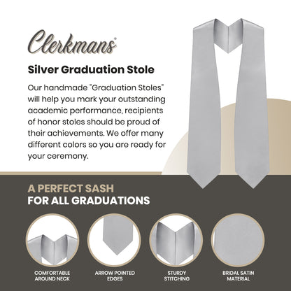 Silver Graduation Stole - Silver College & High School Stoles