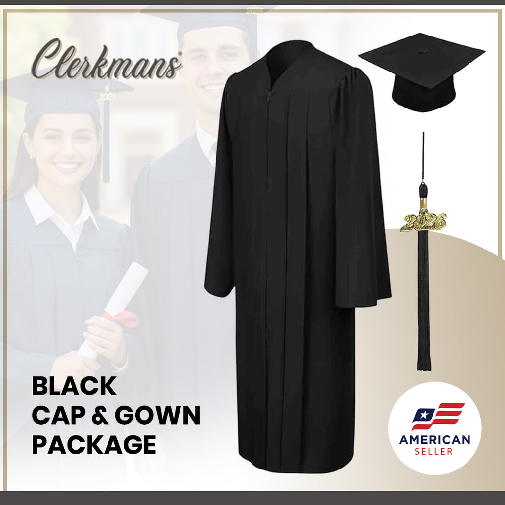 Matte Black High School Graduation Cap & Gown