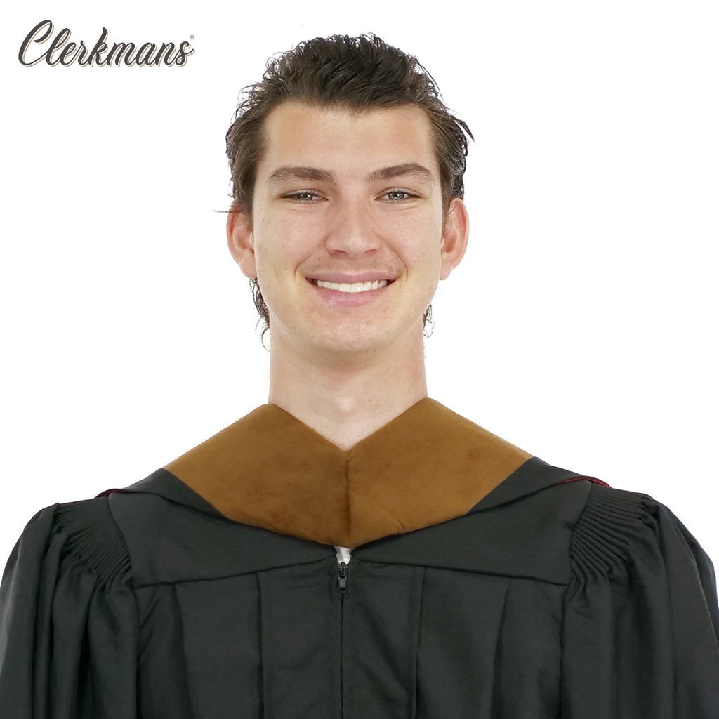 Deluxe Bachelor/Master Hood - Brown Velvet, Red & White