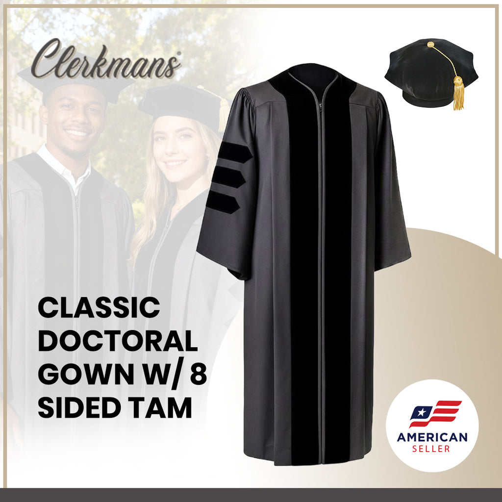 Classic Doctoral Graduation Tam & Gown - Academic Regalia