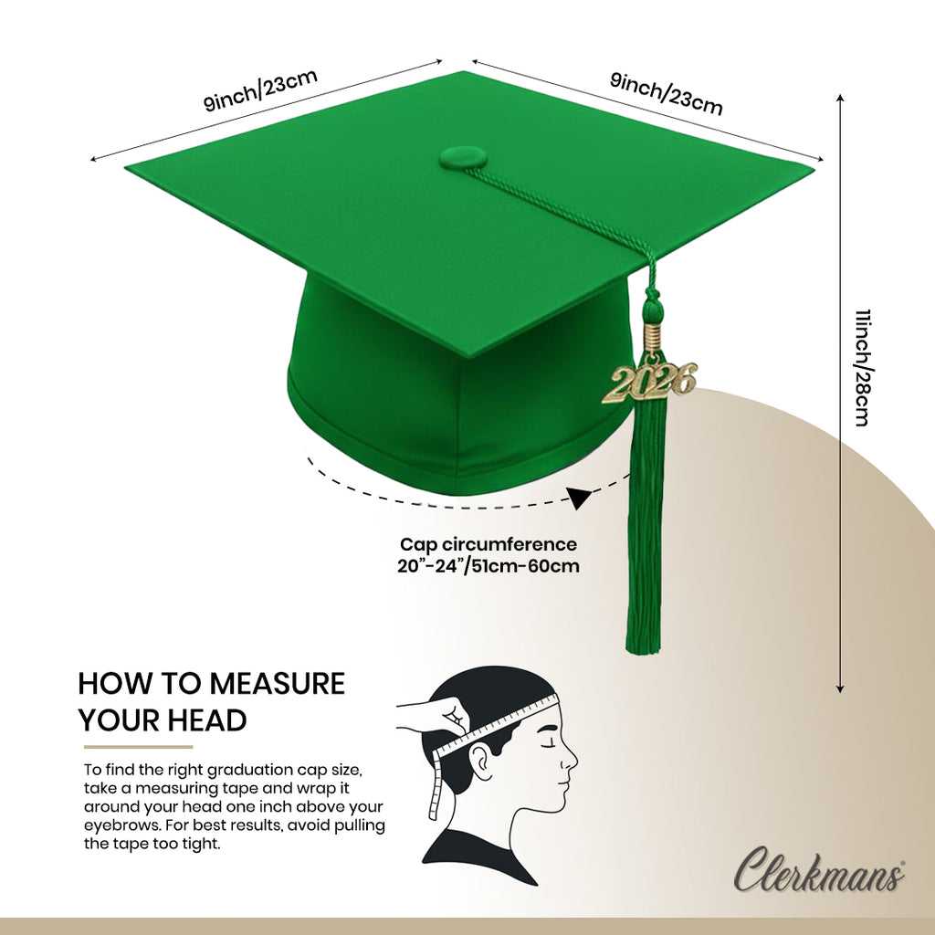 Matte Green Bachelors Degree Cap & Tassel