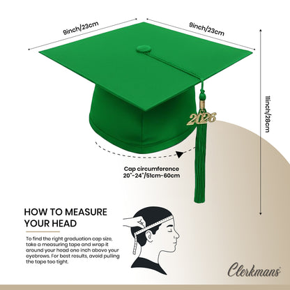 Matte Green Elementary Cap & Tassel