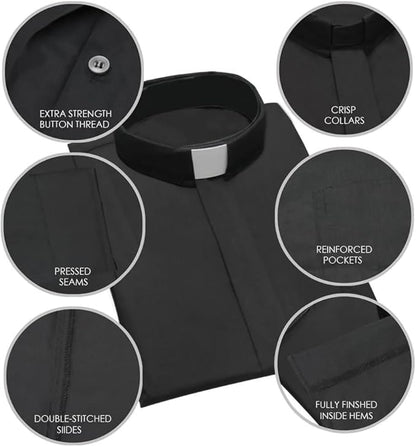 Black Long Sleeve Clergy Shirt