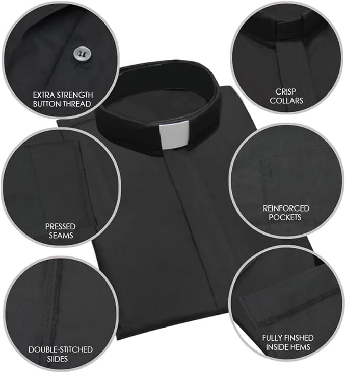 Black Short Sleeve Clergy Shirt