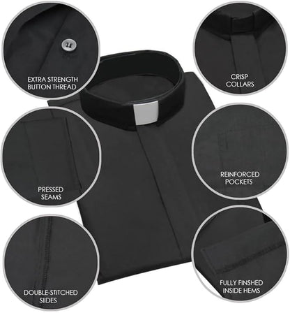 Black Short Sleeve Clergy Shirt