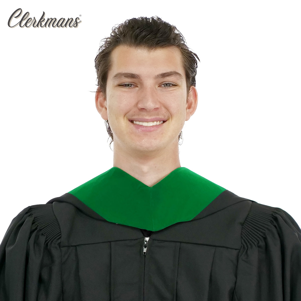 Deluxe Bachelor/Master Hood - Kelly Green Velvet, Kelly Green & White