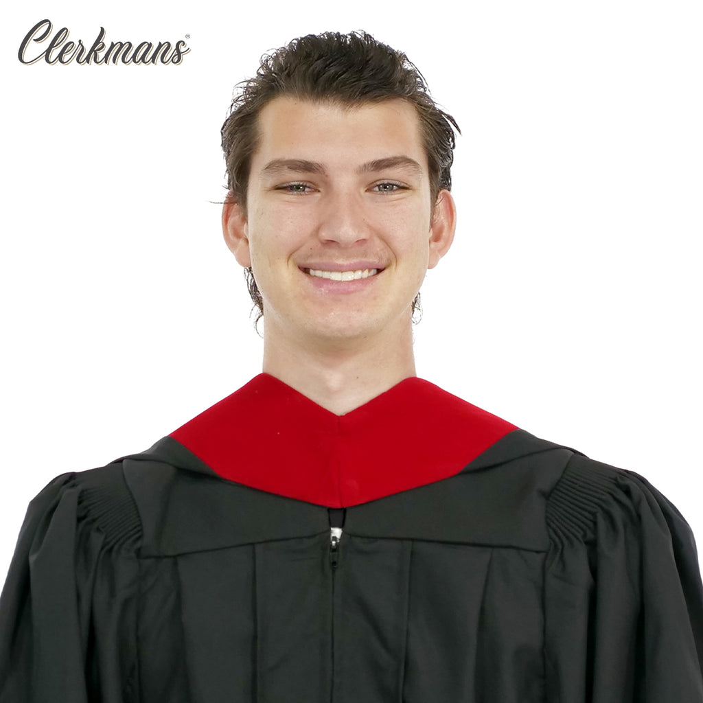 Deluxe Bachelors/Master Hood - Scarlet Velvet, Royal Blue & White