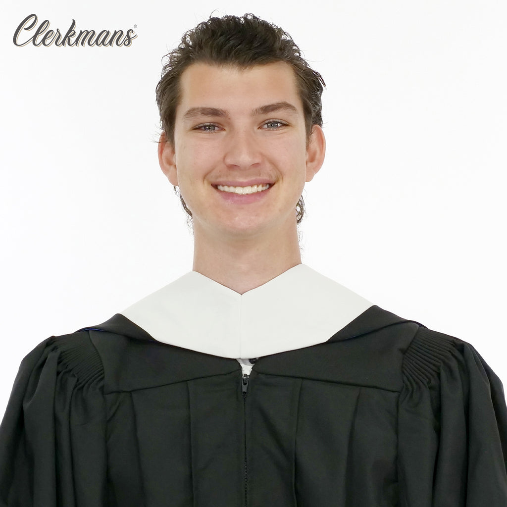 Deluxe Bachelors/Master Hood - White Velvet, Royal Blue & White
