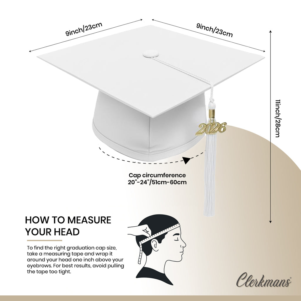 Matte White High School Cap & Tassel - Graduation Caps