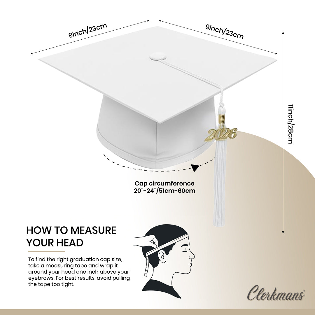 Matte White High School Cap & Tassel - Graduation Caps