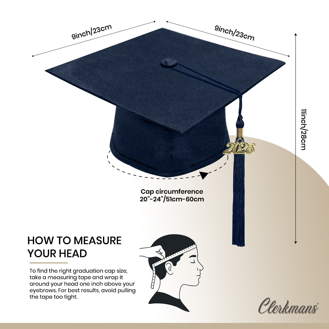 Matte Navy Blue Bachelors Degree Cap & Tassel - Graduation Caps