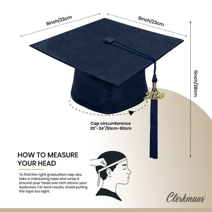 Matte Navy Blue Bachelors Degree Cap & Tassel - Graduation Caps