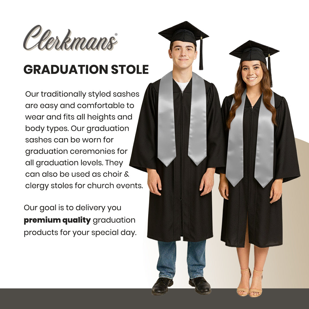 Silver Graduation Stole - Silver College & High School Stoles