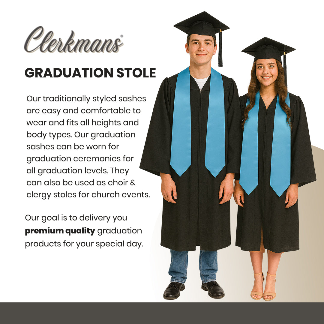 Light Blue Graduation Stole - Sky Blue College & High School Stoles