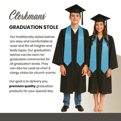 Light Blue Graduation Stole - Sky Blue College & High School Stoles