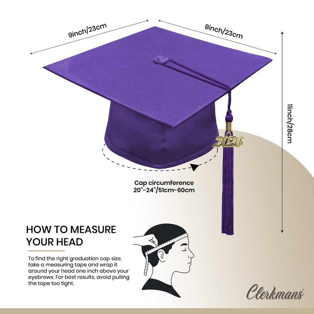 Matte Purple High School Cap & Tassel - Graduation Caps