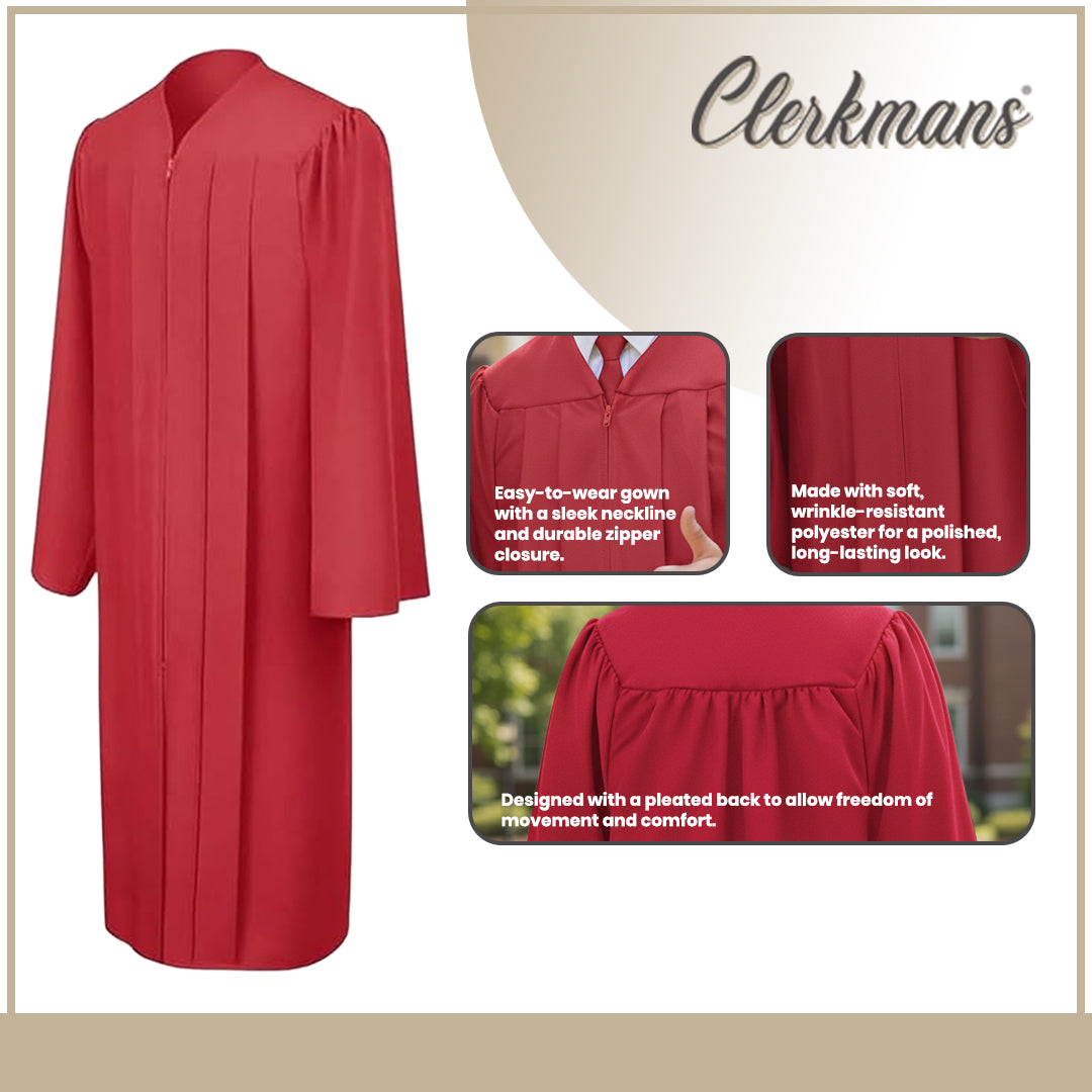 Matte Red Bachelors Graduation Gown - College & University