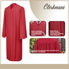 Matte Red High School Graduation Gown