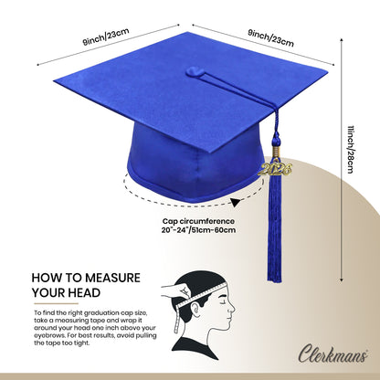 Matte Royal Blue Bachelors Degree Cap & Tassel - Graduation Caps