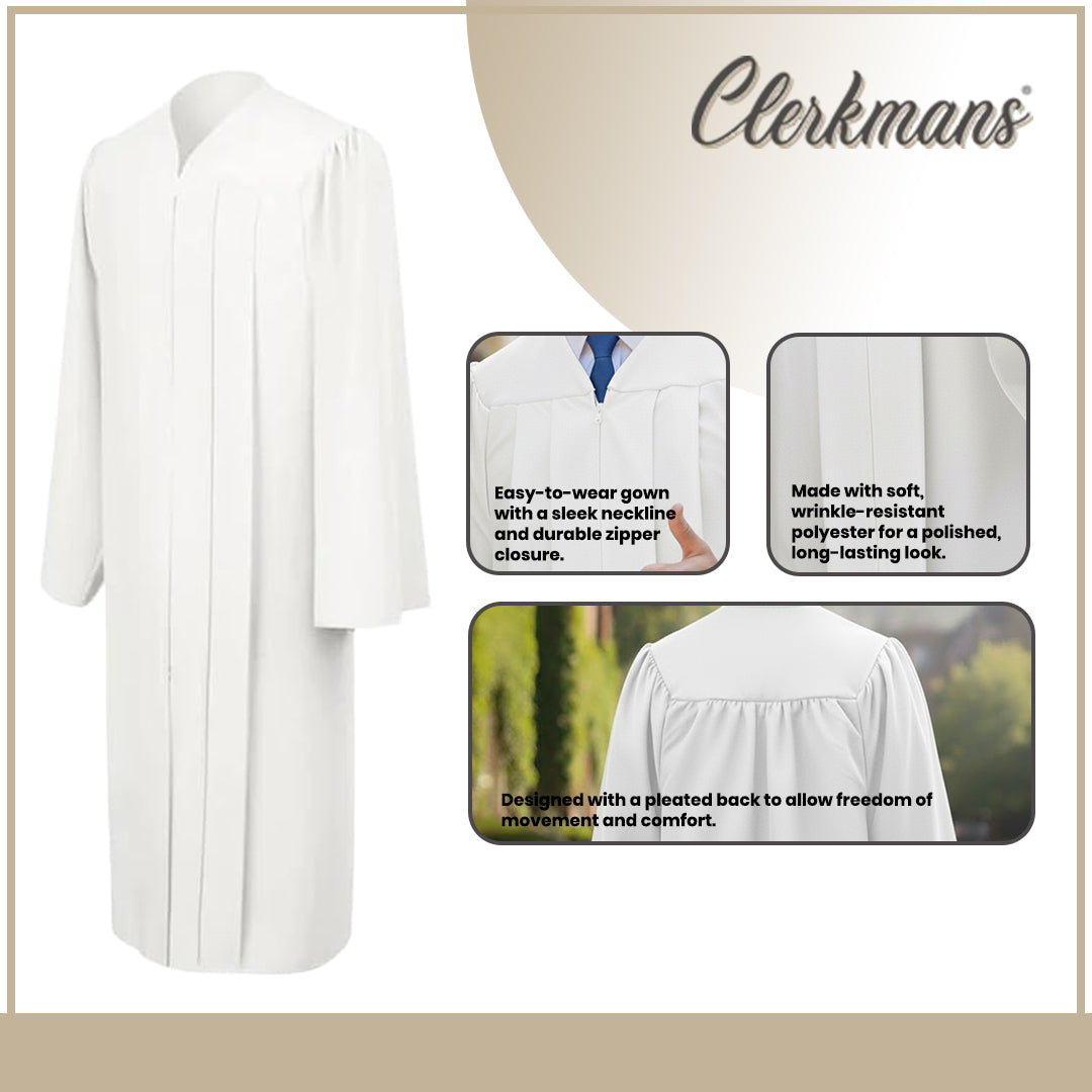 Matte White High School Graduation Gown