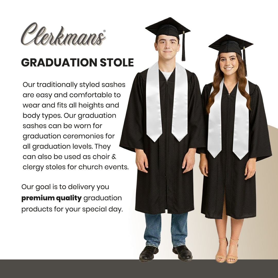 White Graduation Stole - White College & High School Stoles