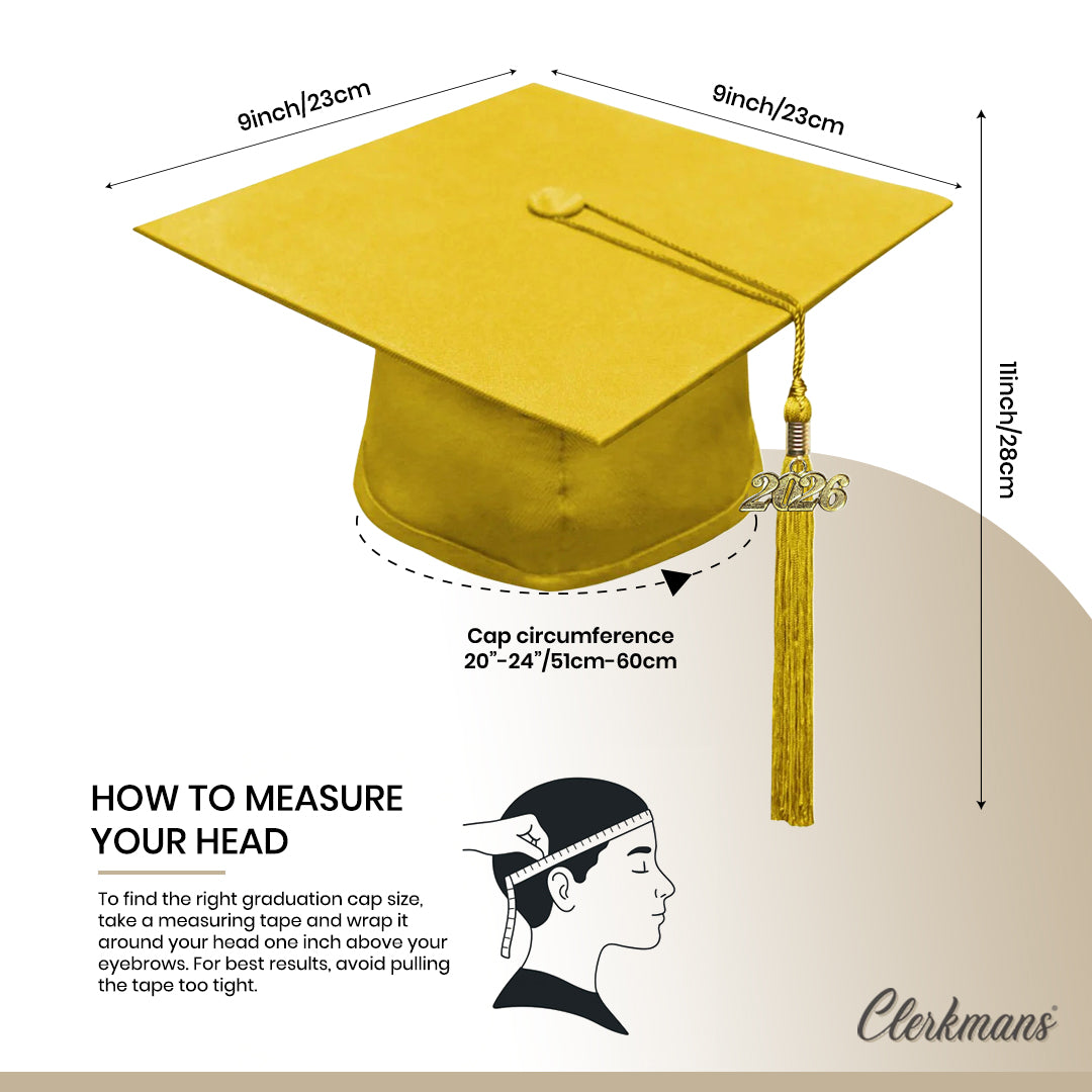 Matte Gold Bachelors Degree Cap & Tassel - Graduation Caps