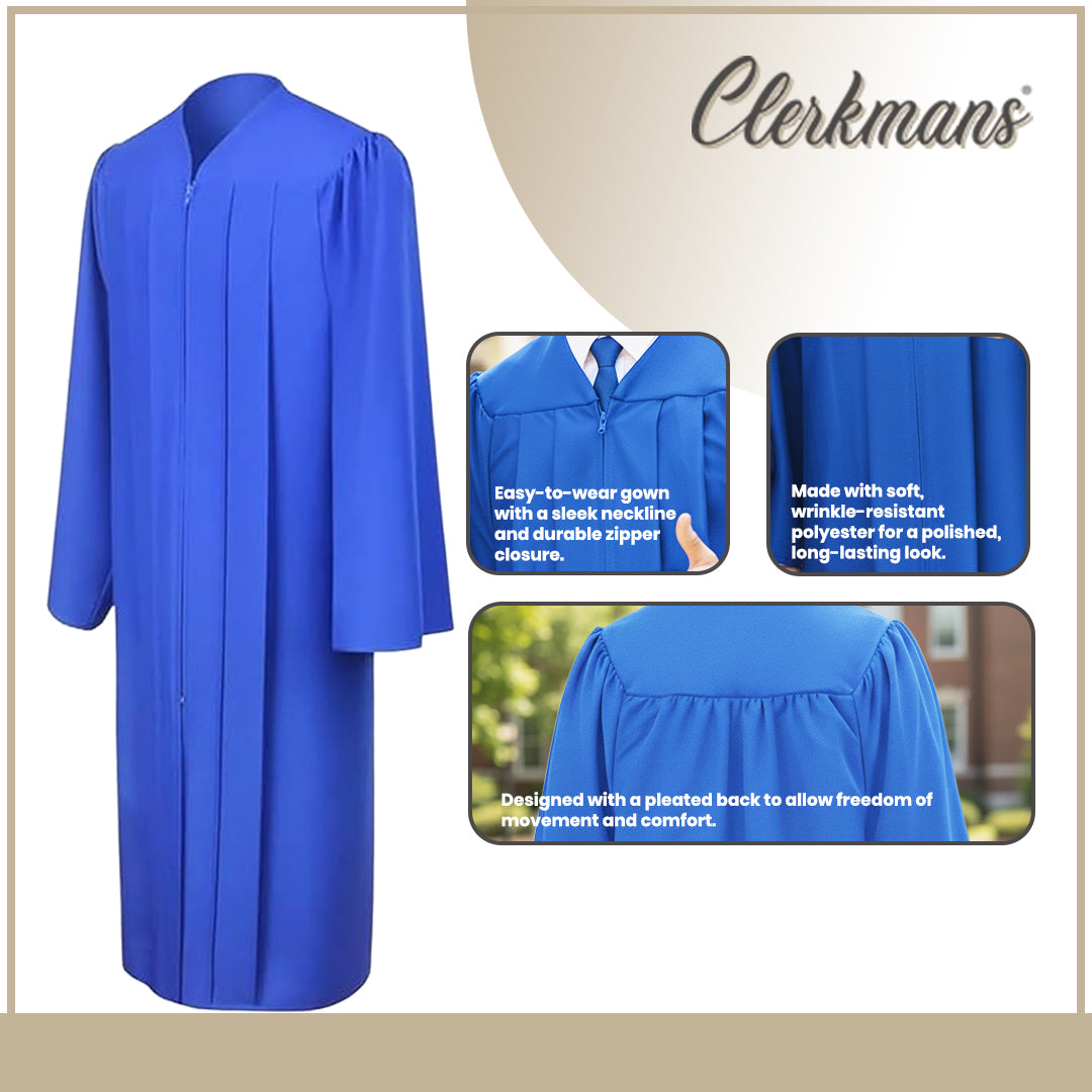 Matte Royal Blue High School Graduation Gown